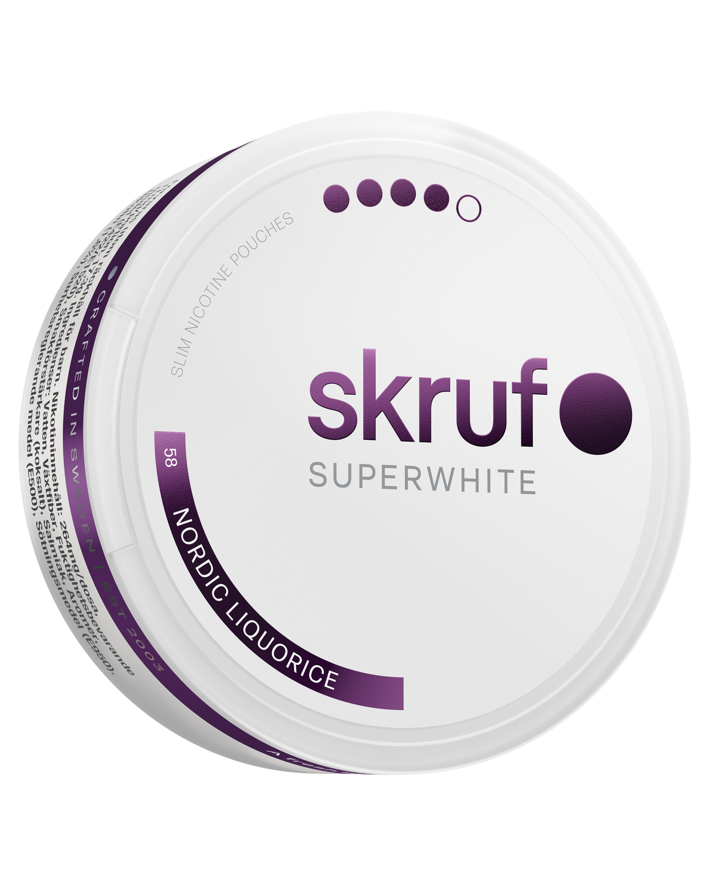 skruf SUPERWHITE no. 58 NORDIC LIQUORICE XTRA STRONG
