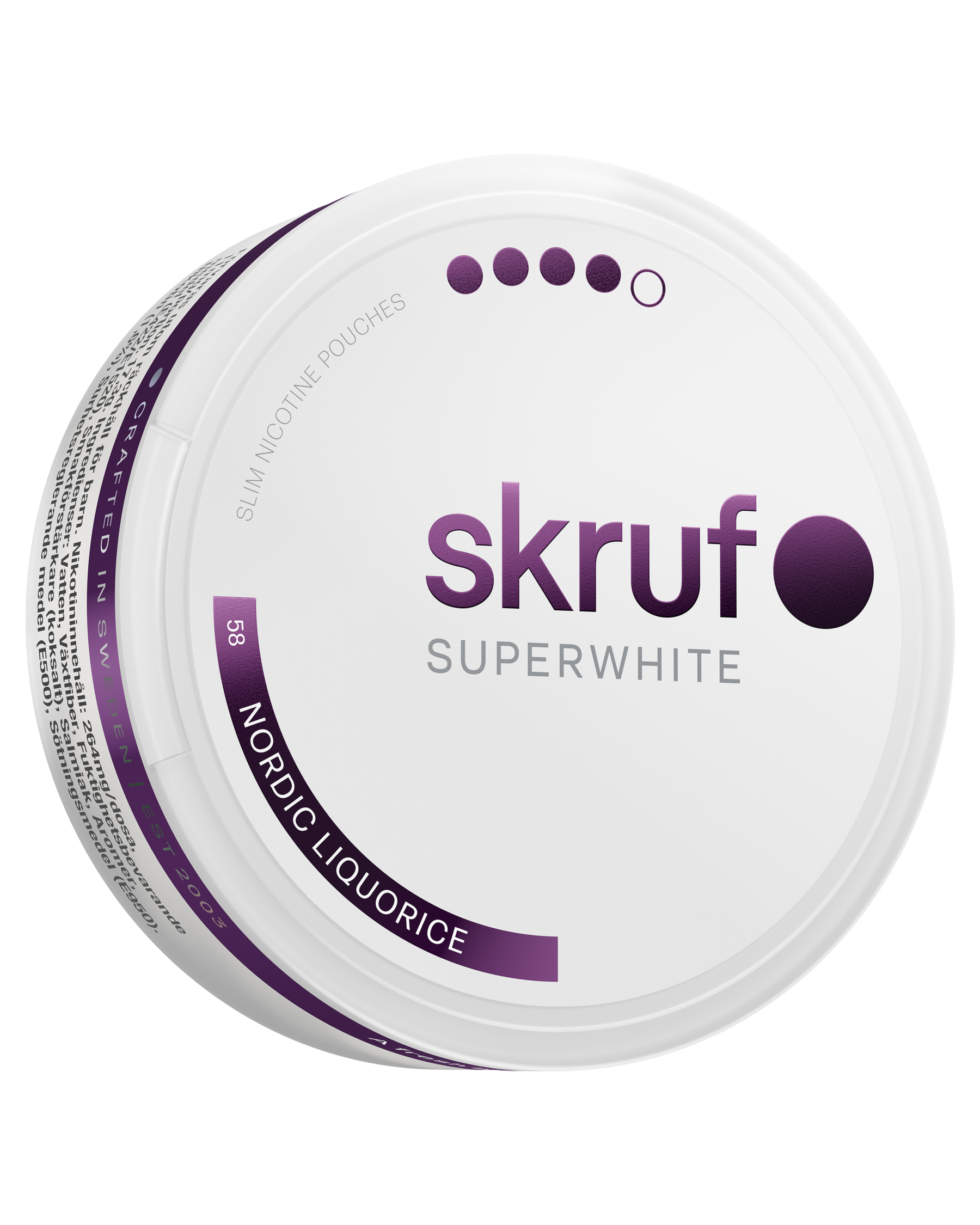 skruf SUPERWHITE no. 58 NORDIC LIQUORICE XTRA STRONG