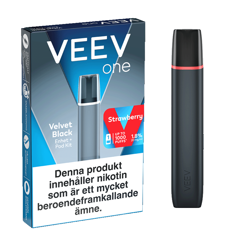 VEEV ONE Velvet Black Device and Strawberry 1-pod